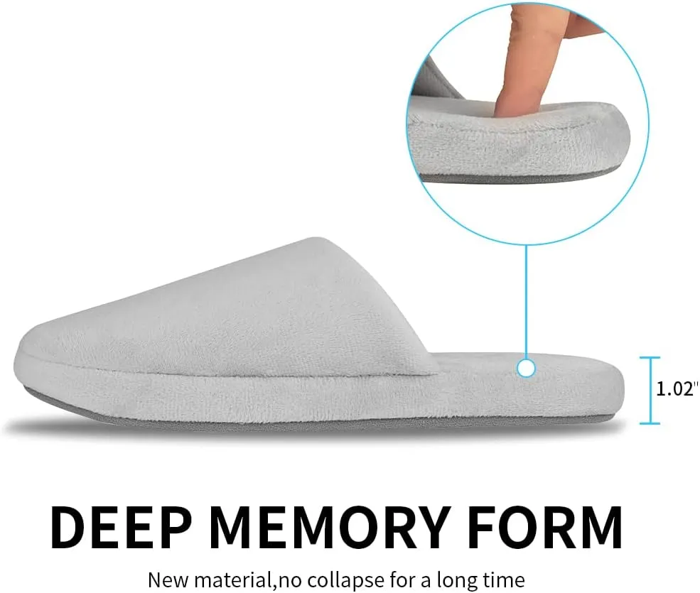 3-Pair Luxury Spa Slippers - Cotton Memory Foam Non-slip Closed Toe Washable Slippers for Hotel,Guest,Travel,Bride,Women and Men