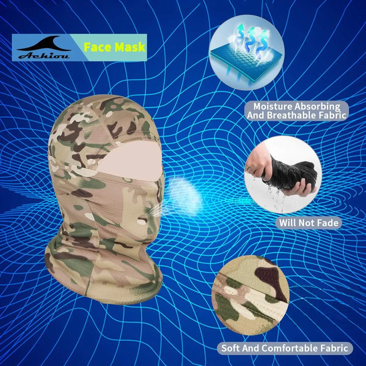 Achiou Ski Mask for Men Women, Balaclava Face Cover, Shiesty Mask UV Protector Lightweight for Motorcycle Snowboard