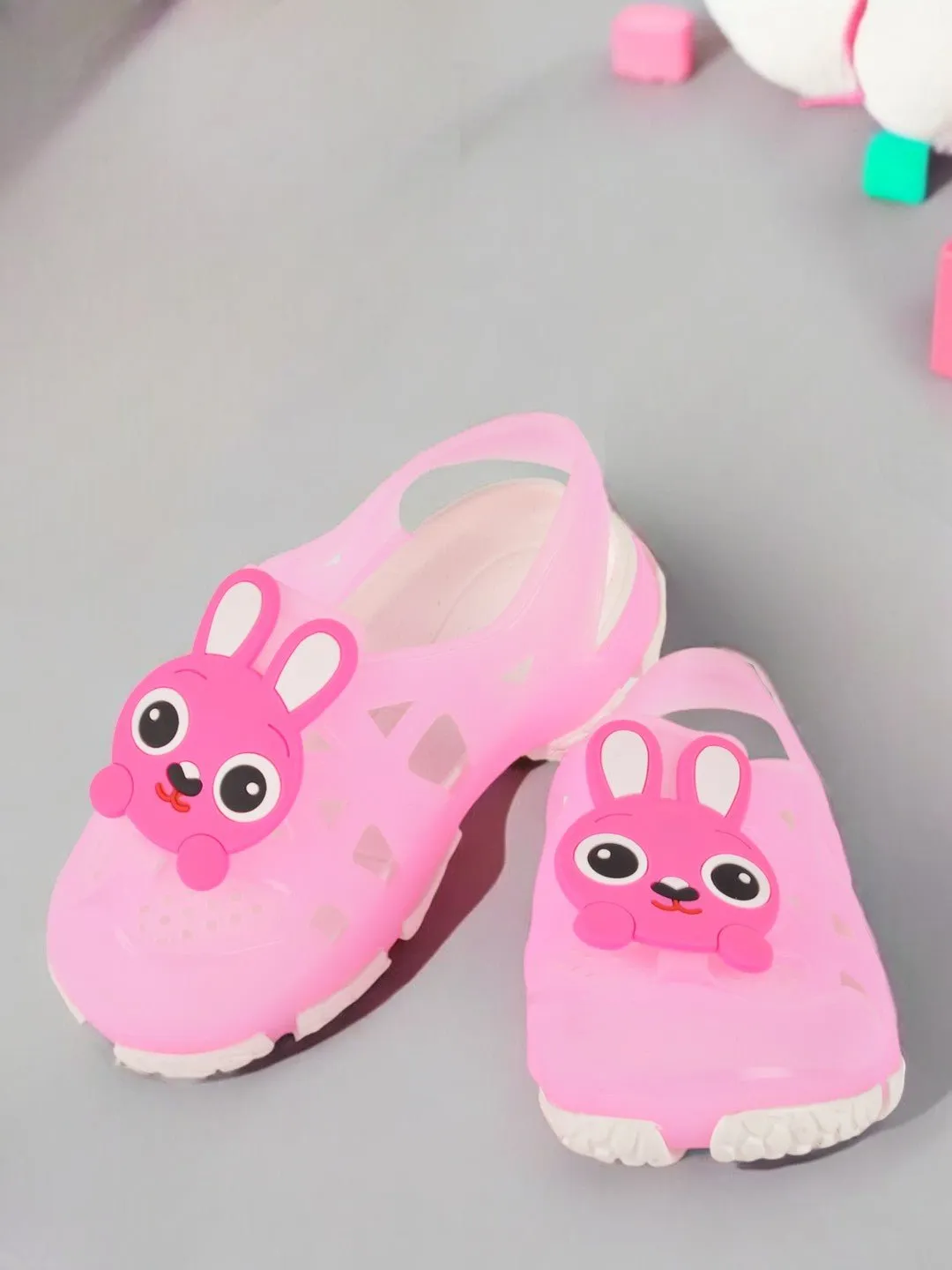 Adorable Bunny Cartoon Design Clogs for Girls - Pink