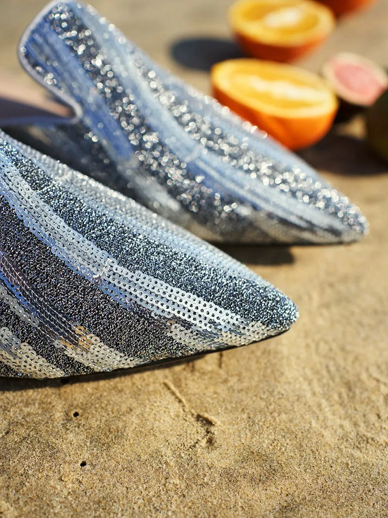 B-FEI original design glitter geometry French half drag mules -lILY