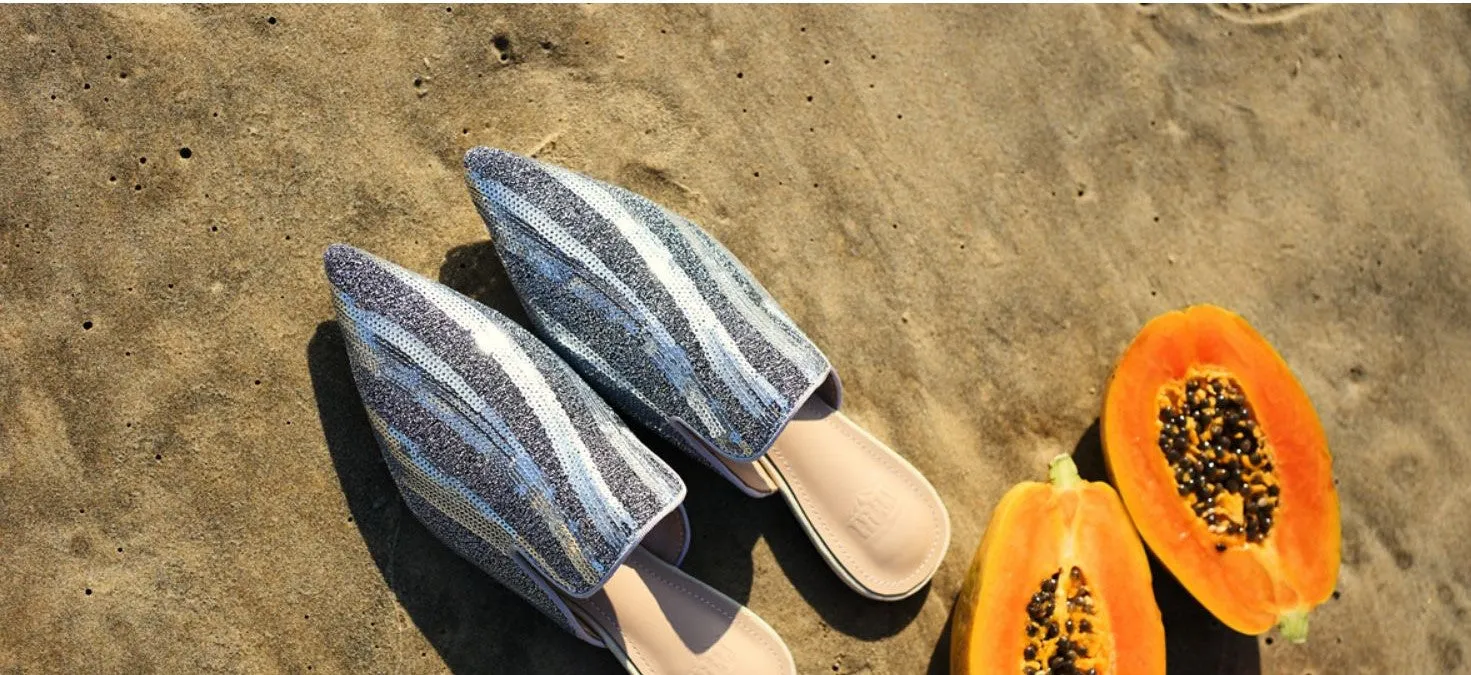 B-FEI original design glitter geometry French half drag mules -lILY