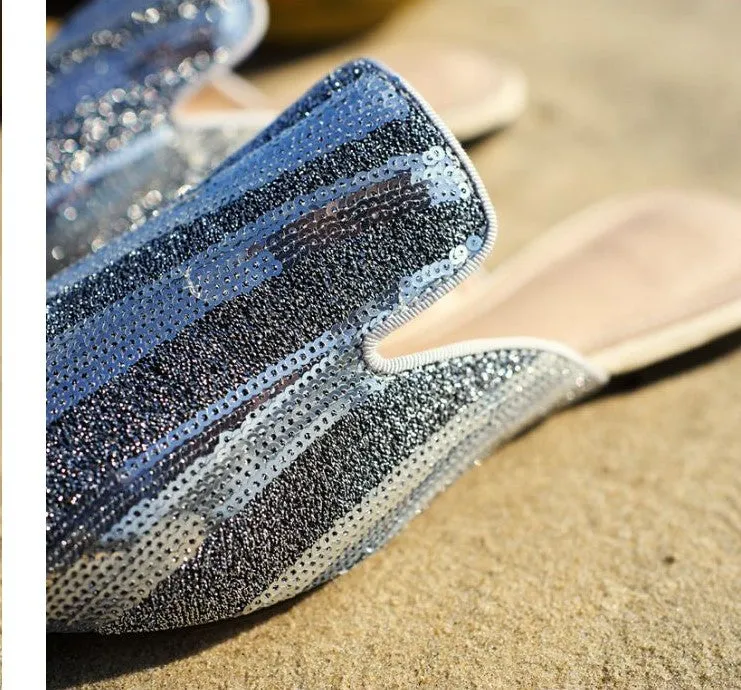 B-FEI original design glitter geometry French half drag mules -lILY