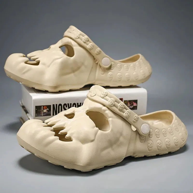 Brand New Skull Design Garden Shoes Men Sandals 2024 Summer Outdoor Fun Novelty Slide Thick Sole Platform Beach Non-slip Women Sandal