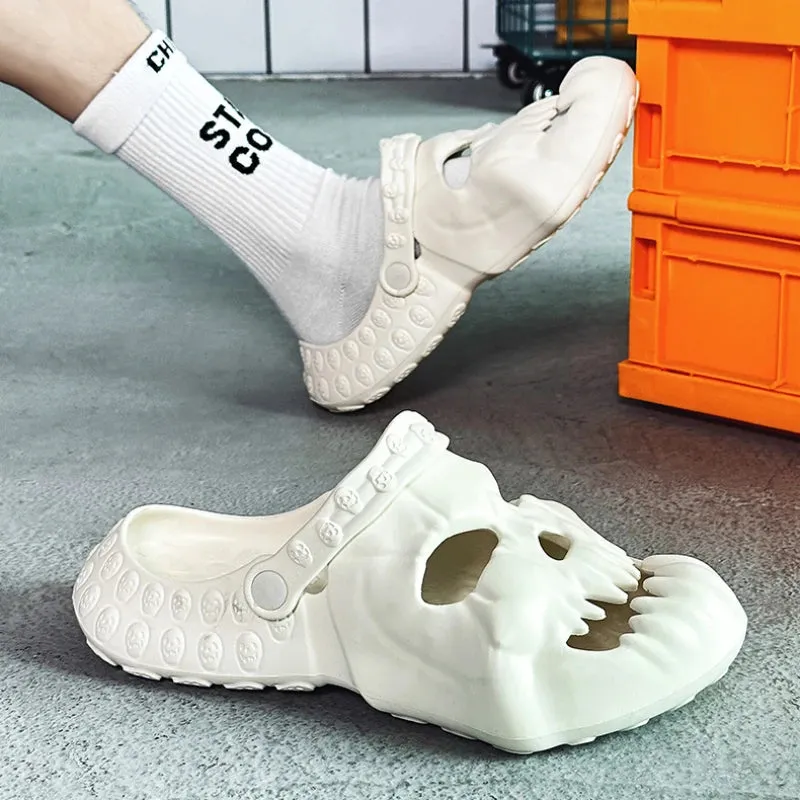Brand New Skull Design Garden Shoes Men Sandals 2024 Summer Outdoor Fun Novelty Slide Thick Sole Platform Beach Non-slip Women Sandal