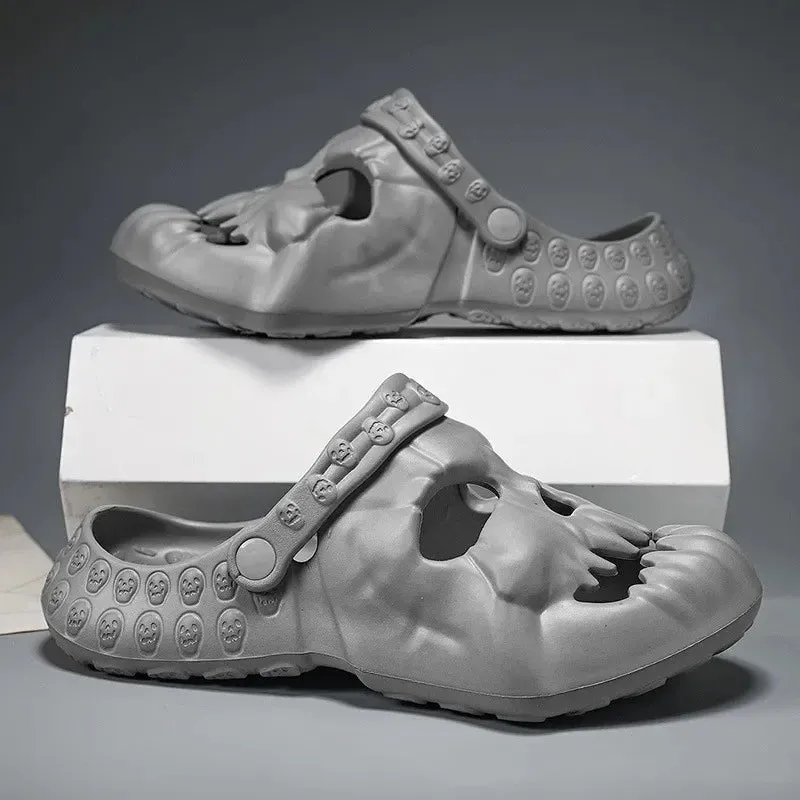 Brand New Skull Design Garden Shoes Men Sandals 2024 Summer Outdoor Fun Novelty Slide Thick Sole Platform Beach Non-slip Women Sandal