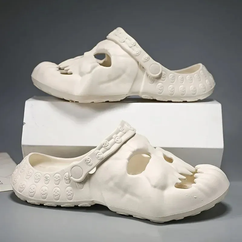 Brand New Skull Design Garden Shoes Men Sandals 2024 Summer Outdoor Fun Novelty Slide Thick Sole Platform Beach Non-slip Women Sandal