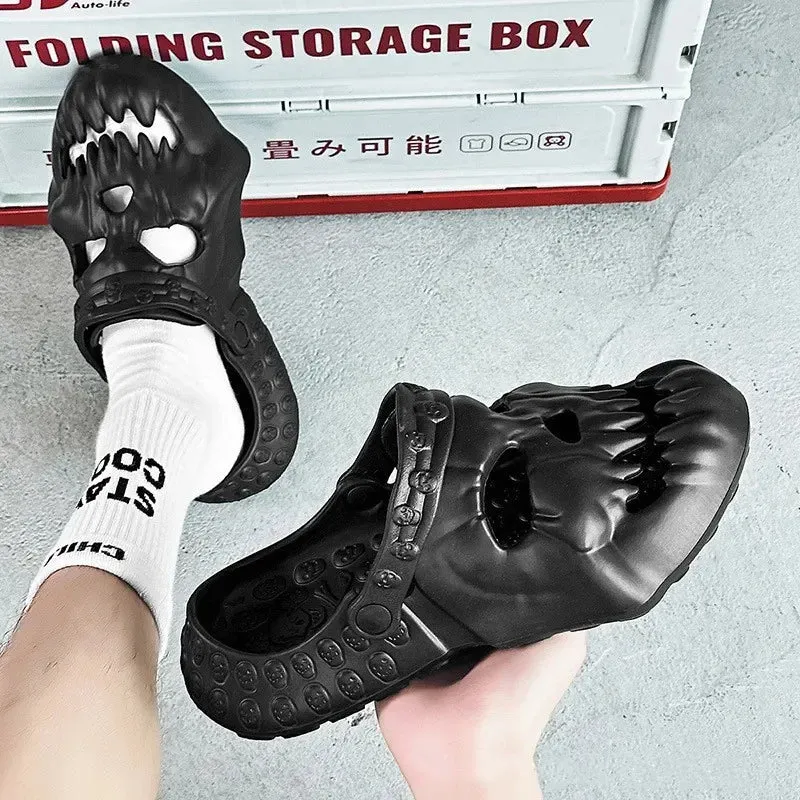Brand New Skull Design Garden Shoes Men Sandals 2024 Summer Outdoor Fun Novelty Slide Thick Sole Platform Beach Non-slip Women Sandal