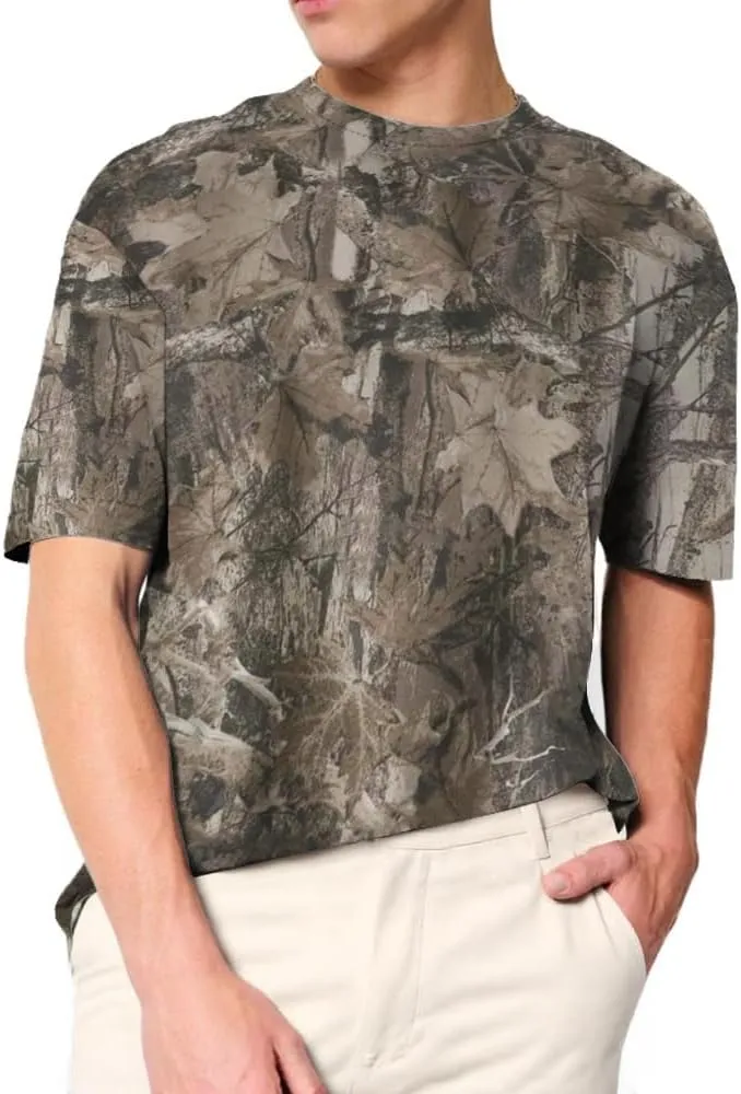 Camo Oversized Shirt Y2k Crewneck Maple Leaf Printed Short Sleeve Unisex Summer Graphic Tees