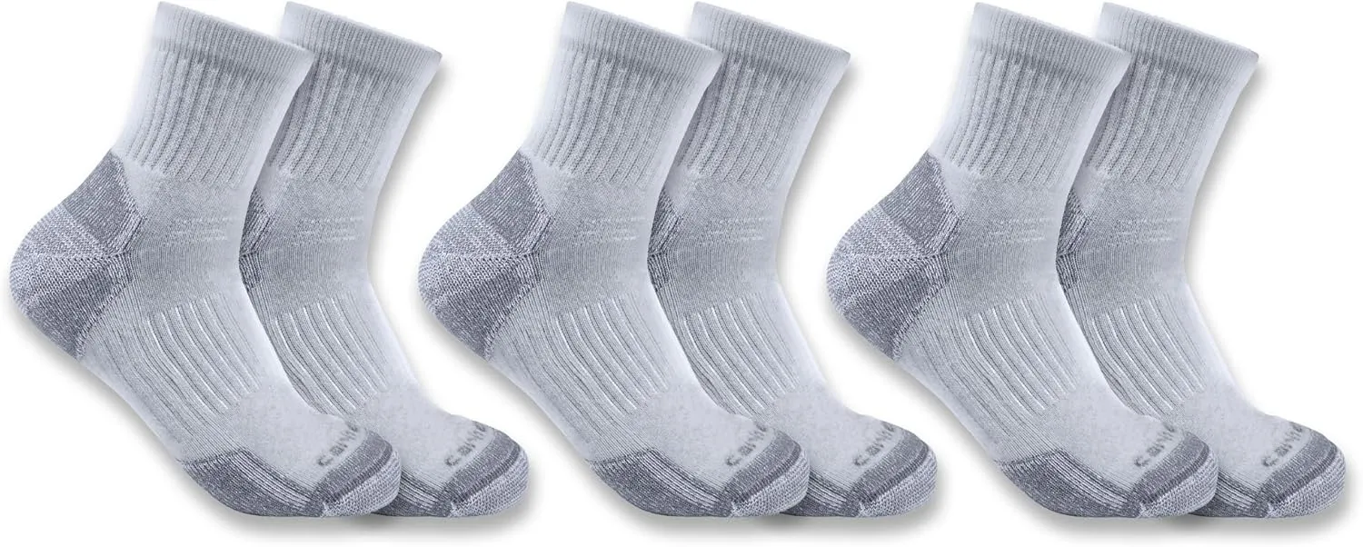 Carhartt Men's SQ6103M Lightweight Cotton Blend Quarter Sock 3-Pack