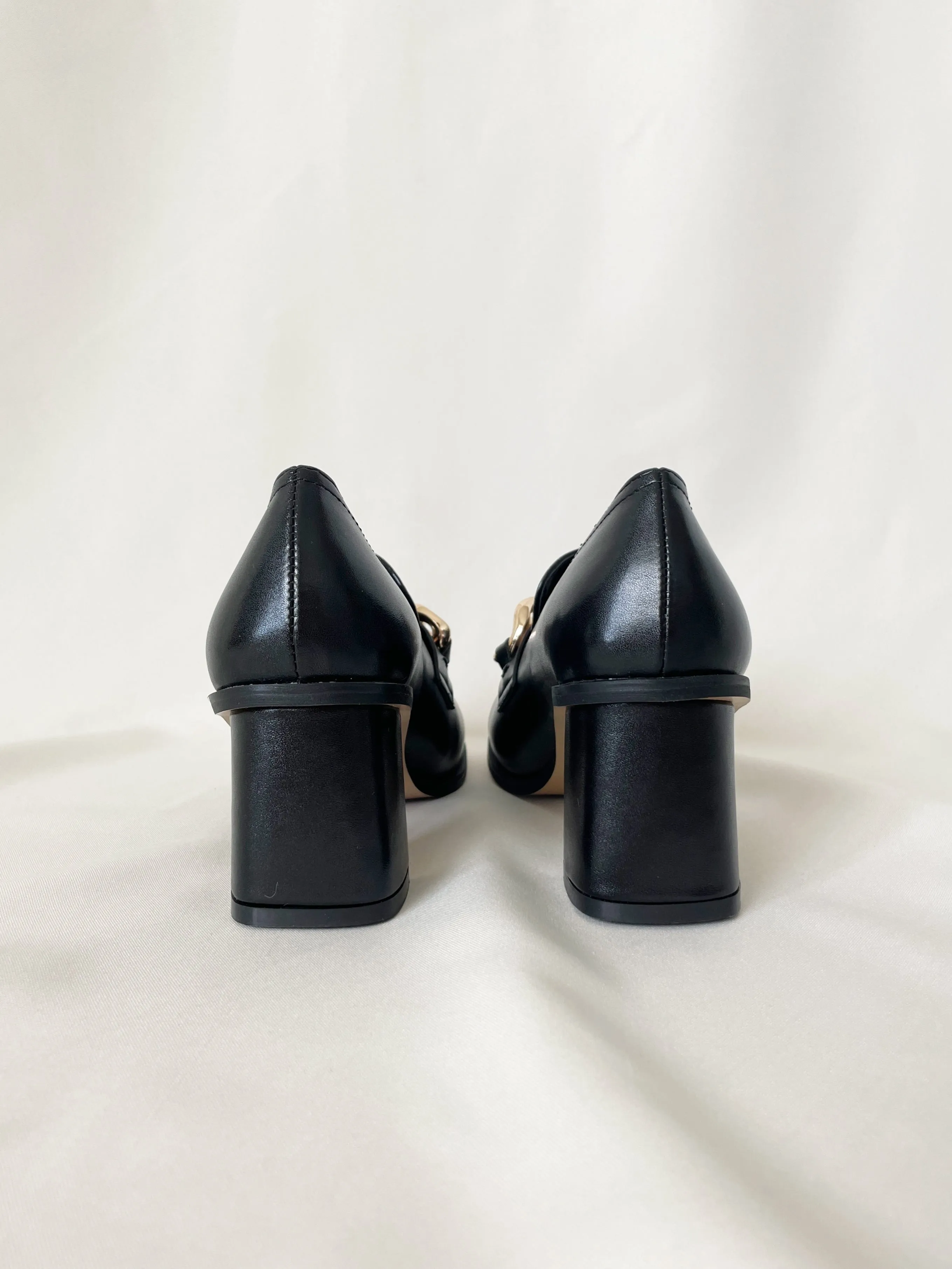 Chunky Chain Block Heel Loafers