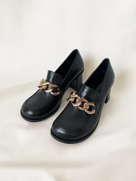 Chunky Chain Block Heel Loafers