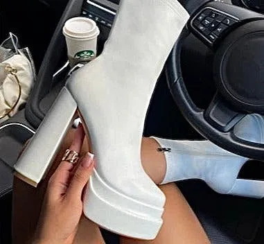 Chunky High Heel Ankle Boots