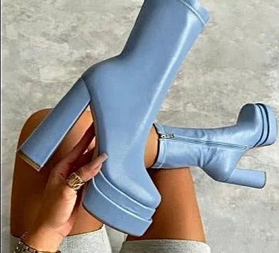 Chunky High Heel Ankle Boots