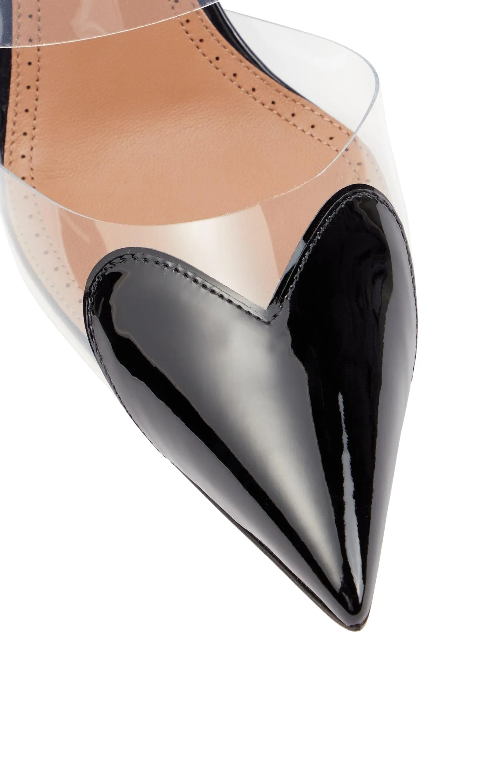 Clear Cap-Toe Mule Pumps