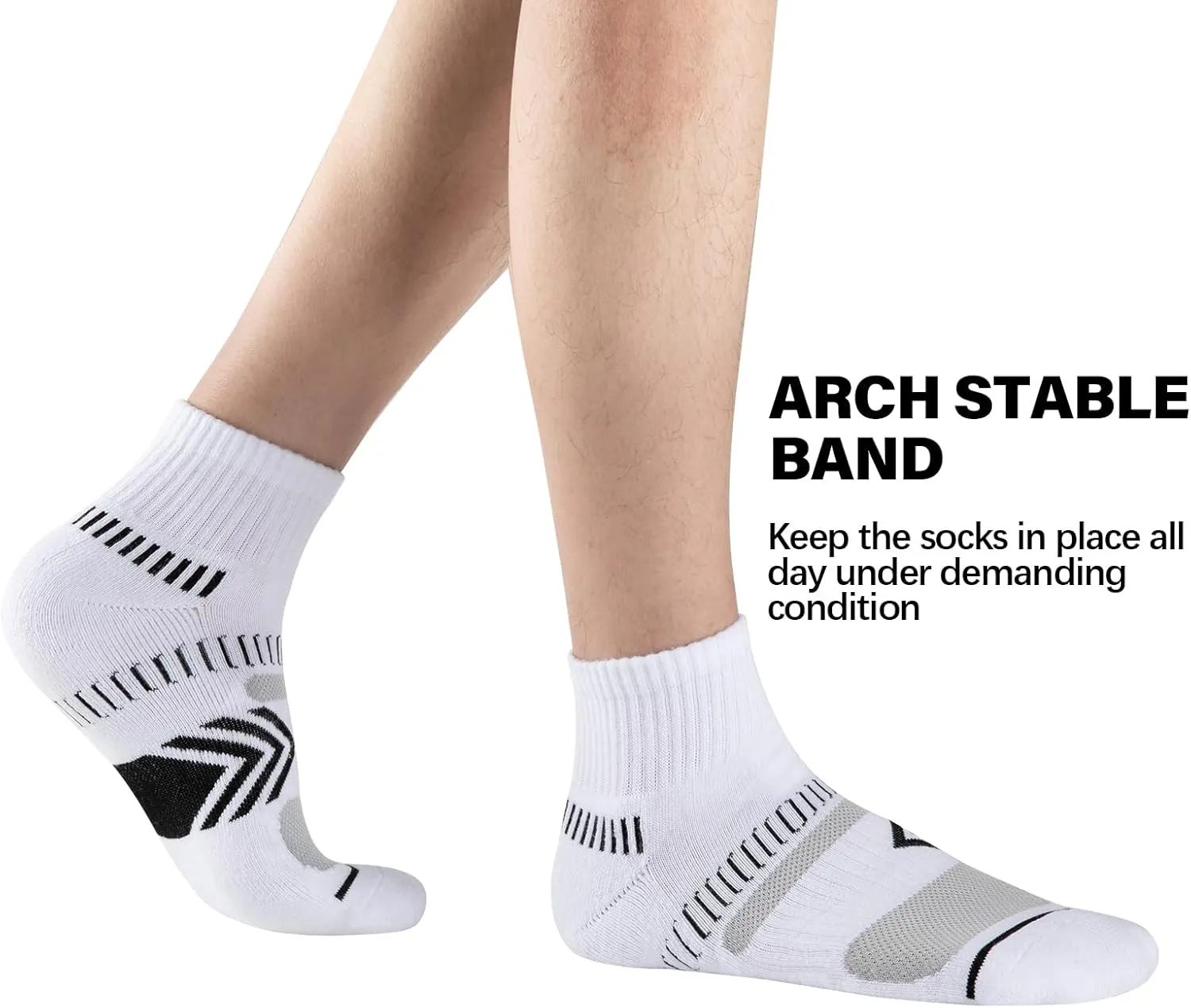 COOPLUS Mens Cushioned Ankle Socks, Cotton Athletic Performance Quarter Socks