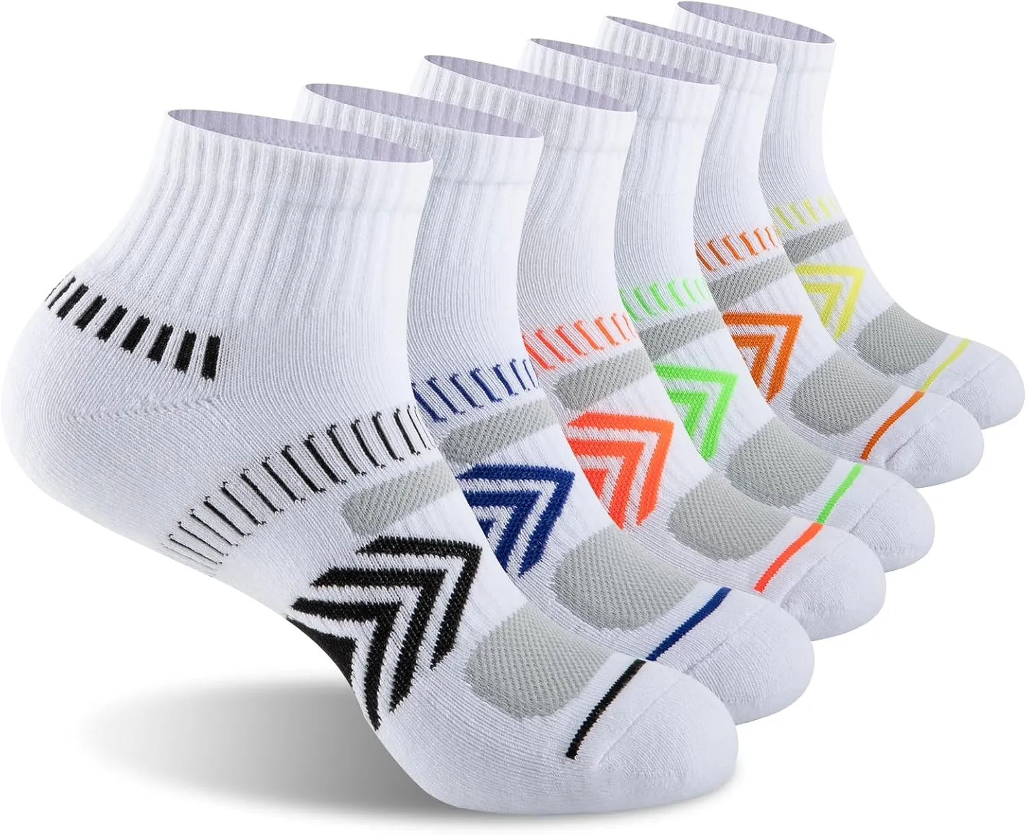 COOPLUS Mens Cushioned Ankle Socks, Cotton Athletic Performance Quarter Socks