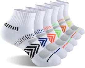 COOPLUS Mens Cushioned Ankle Socks, Cotton Athletic Performance Quarter Socks