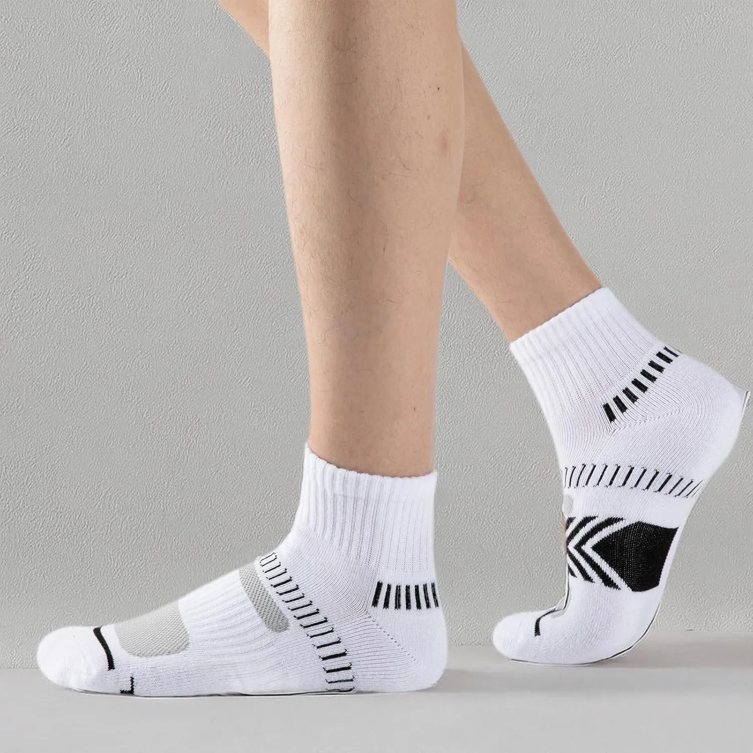 COOPLUS Mens Cushioned Ankle Socks, Cotton Athletic Performance Quarter Socks
