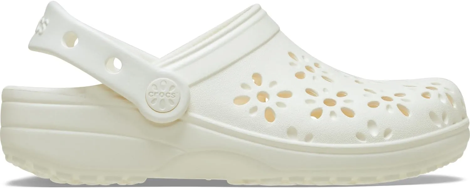 Crocs Unisex-Child Classic Clogs with Floral Cut Out Design (Little Big Kid)