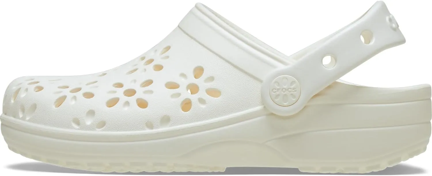 Crocs Unisex-Child Classic Clogs with Floral Cut Out Design (Little Big Kid)
