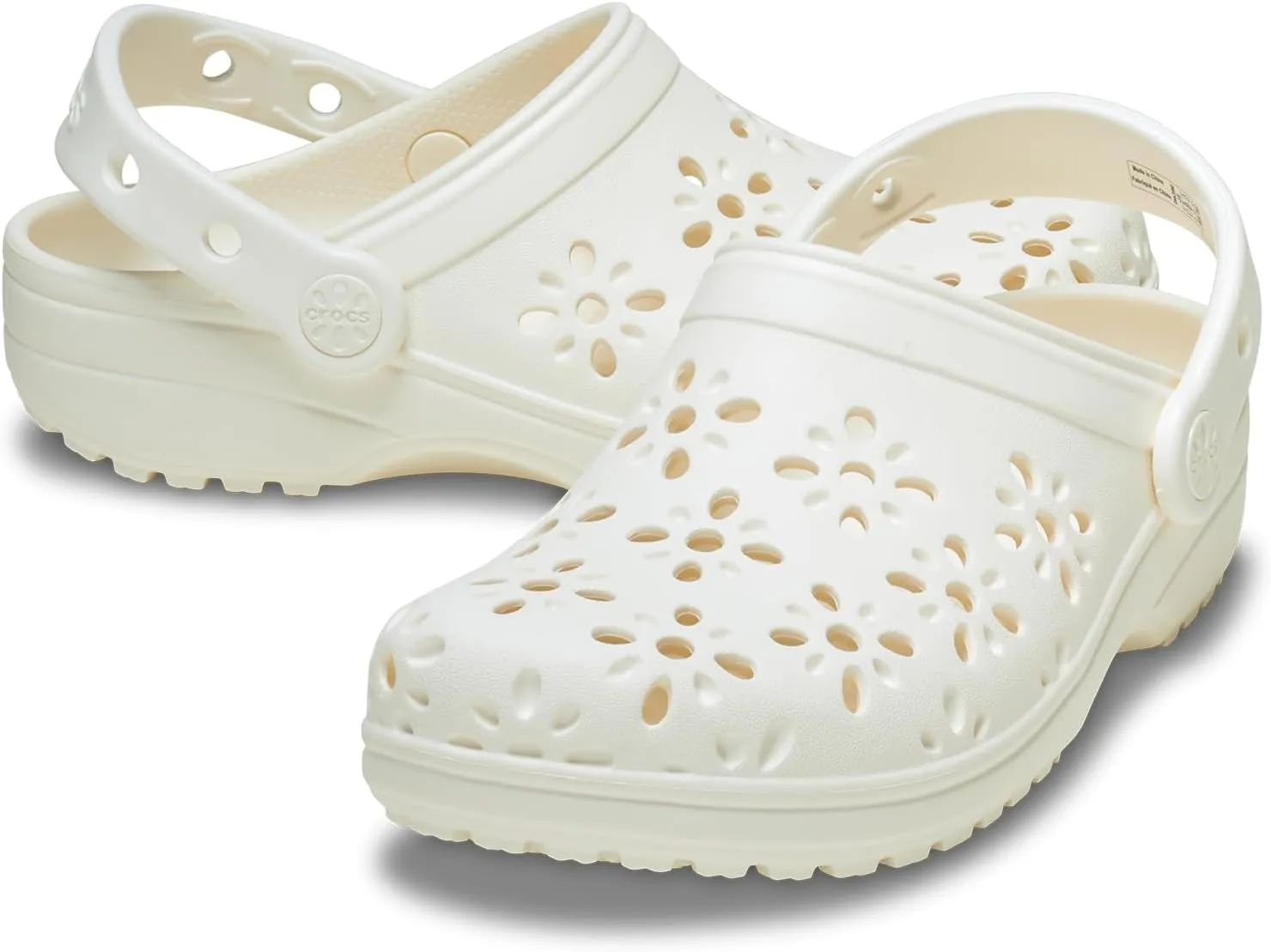Crocs Unisex-Child Classic Clogs with Floral Cut Out Design (Little Big Kid)
