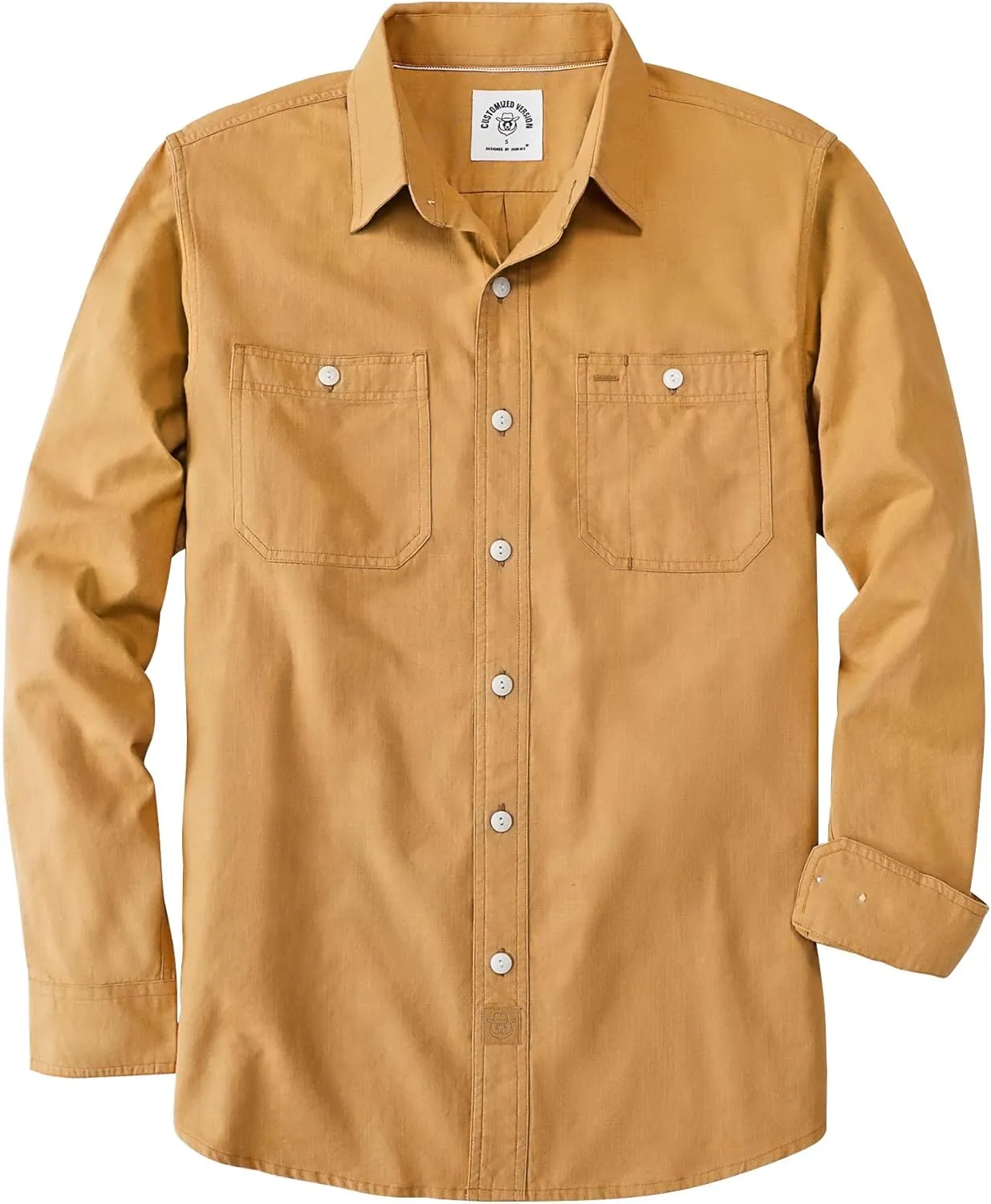 Dubinik? Chambray Shirt Men Long Sleeve Cotton Work Shirts with 2 Pockets Casual Button Down
