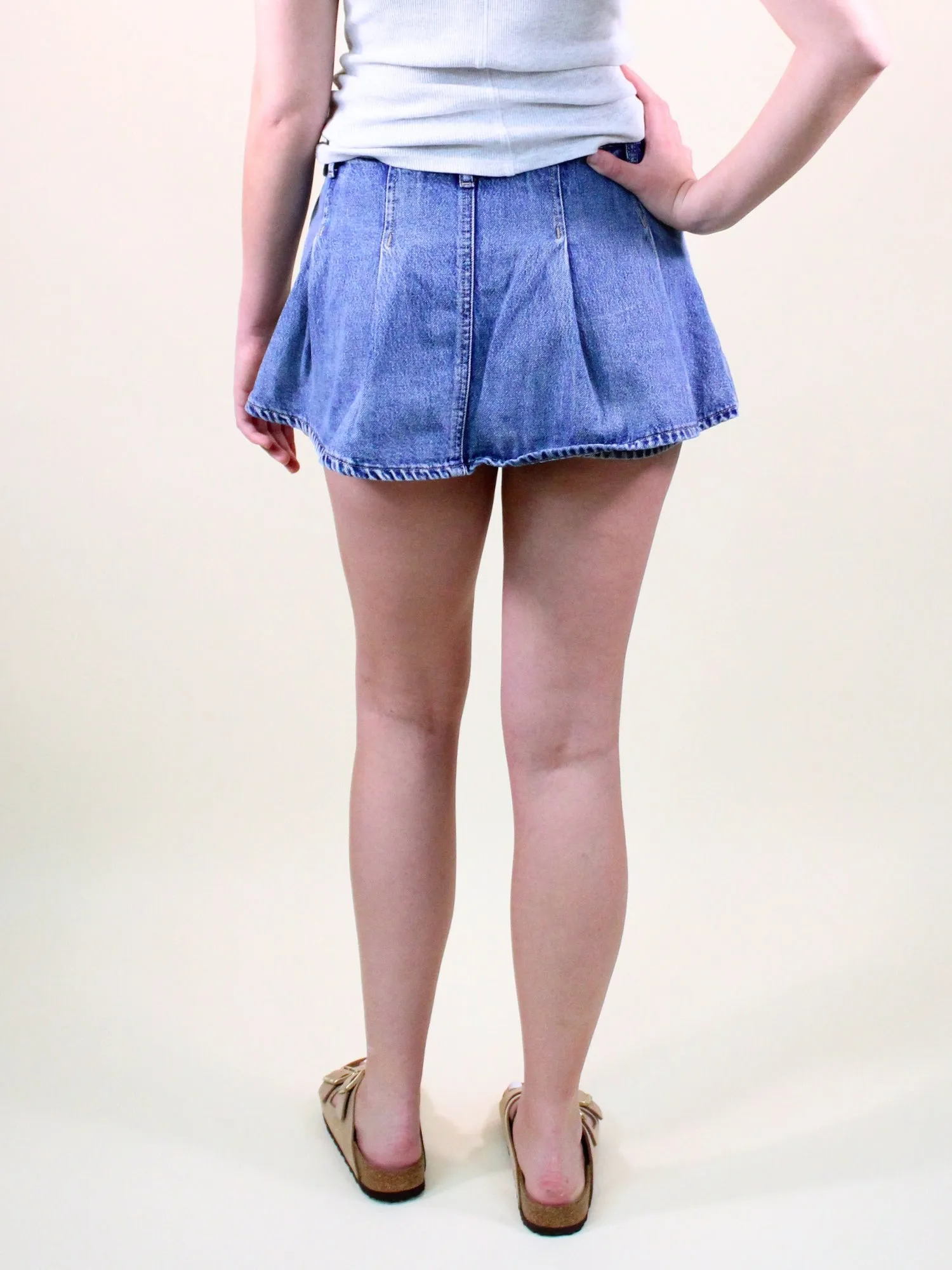 Free People Stephie Denim Skort: Bella Blue