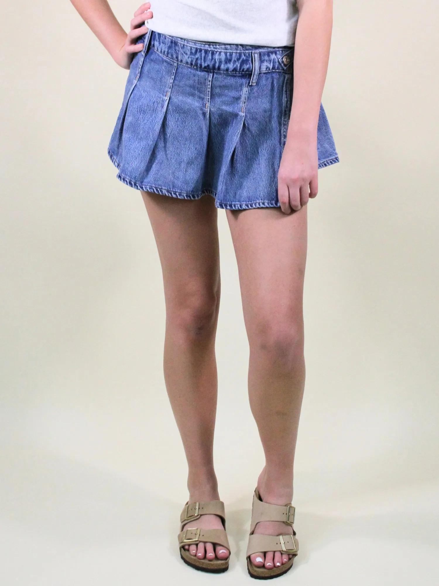 Free People Stephie Denim Skort: Bella Blue