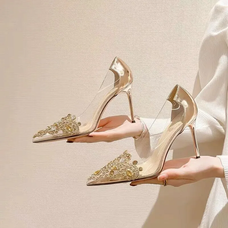 Funki Buys | Shoes | Women's Pointy Toe Clear Wedding Stiletto