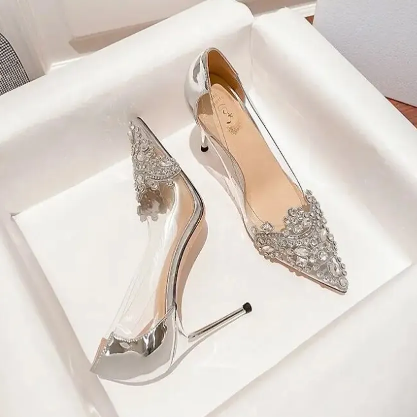 Funki Buys | Shoes | Women's Pointy Toe Clear Wedding Stiletto
