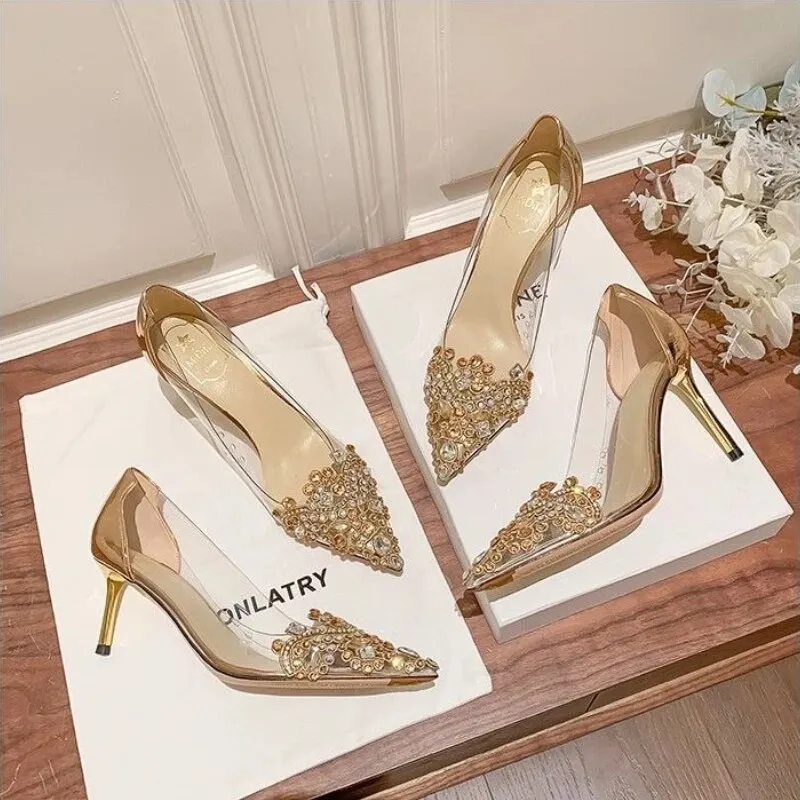 Funki Buys | Shoes | Women's Pointy Toe Clear Wedding Stiletto
