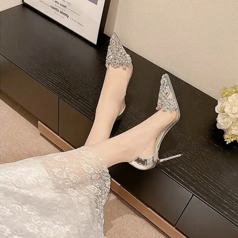Funki Buys | Shoes | Women's Pointy Toe Clear Wedding Stiletto