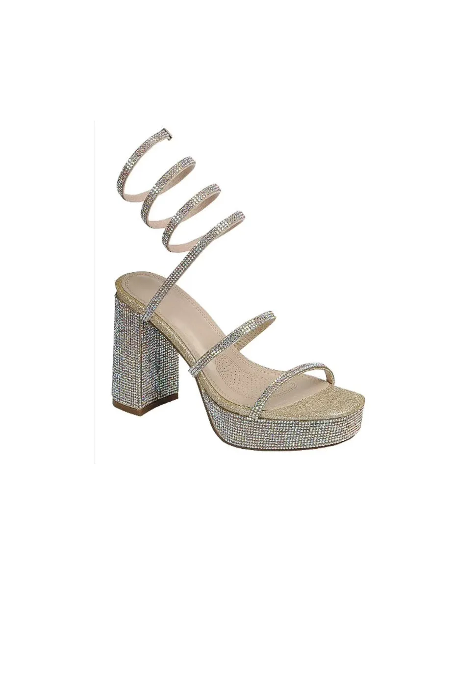 Jordania - All-Around Stone Embellished Chunky Heels