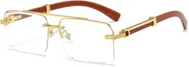 Mens Fashion Rimless Rectangle Sunglasses for Man Frameless Square Glasses Gradient Tinted UV400 Lens