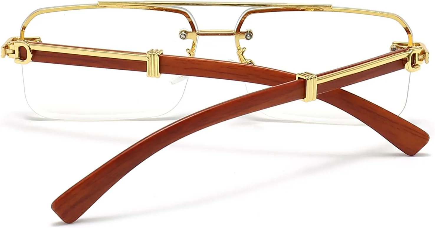 Mens Fashion Rimless Rectangle Sunglasses for Man Frameless Square Glasses Gradient Tinted UV400 Lens