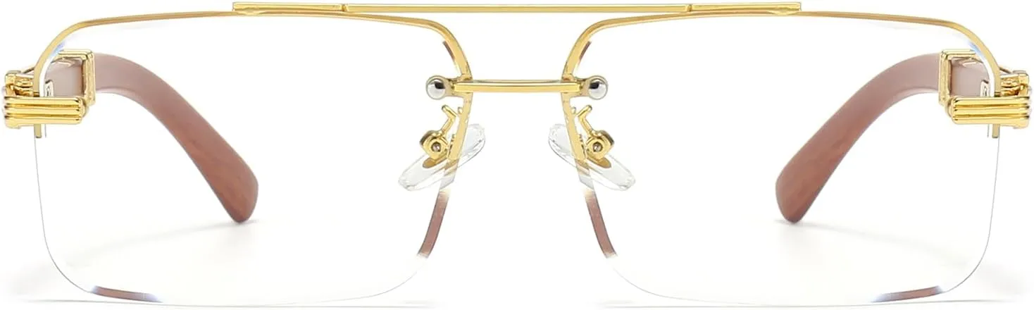 Mens Fashion Rimless Rectangle Sunglasses for Man Frameless Square Glasses Gradient Tinted UV400 Lens