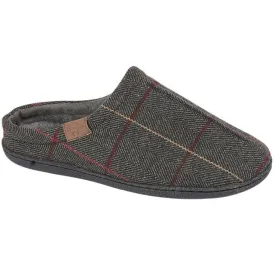 Men's 'Harrison' Dark Grey Checked Slipper Mule