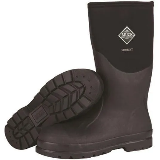 Muck Men's Chore 16" Steel Toe Waterproof Rubber Work Boot - Black - CHS-000A