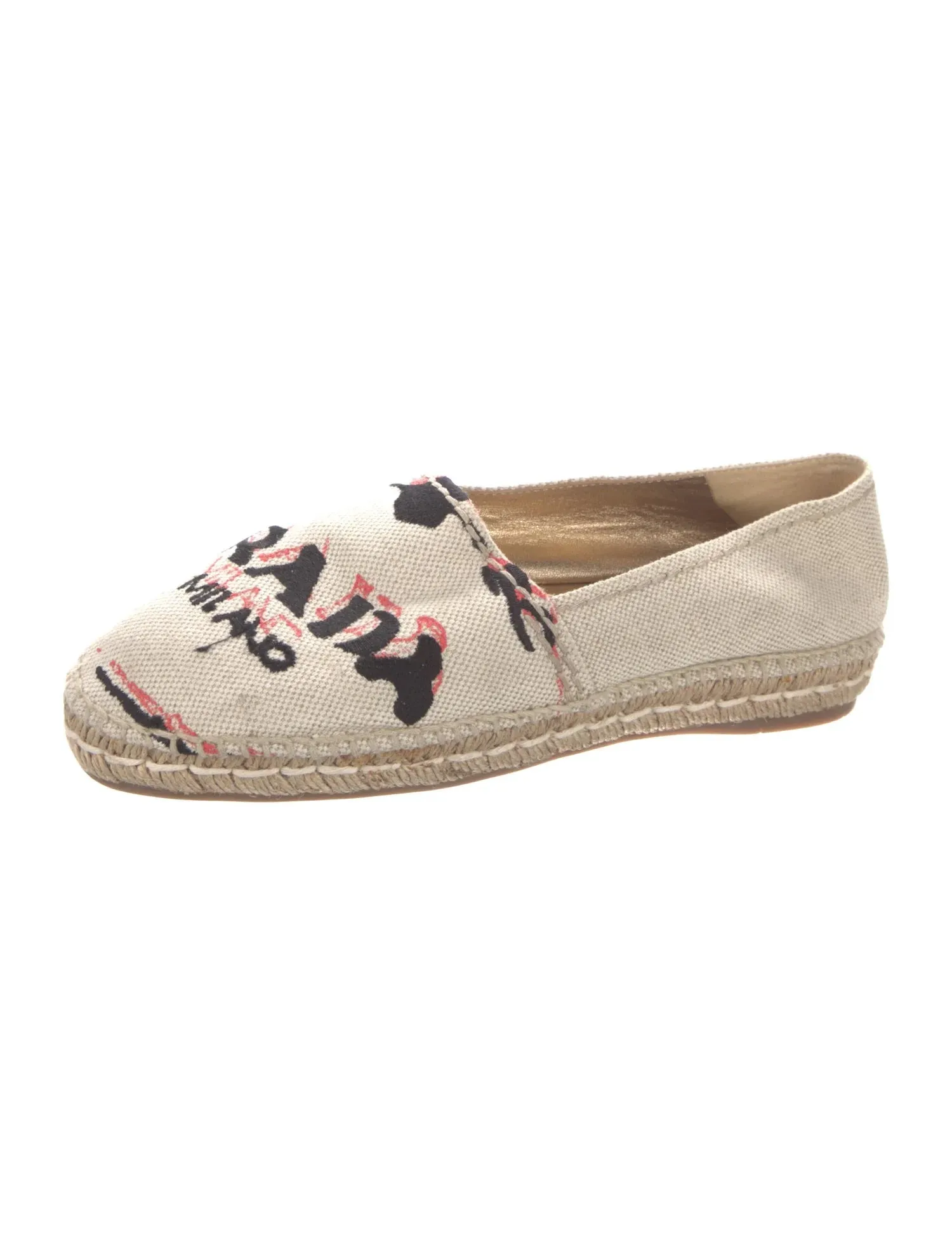 PRADA EMBROIDERED LOGO CANVAS ESPADRILLS