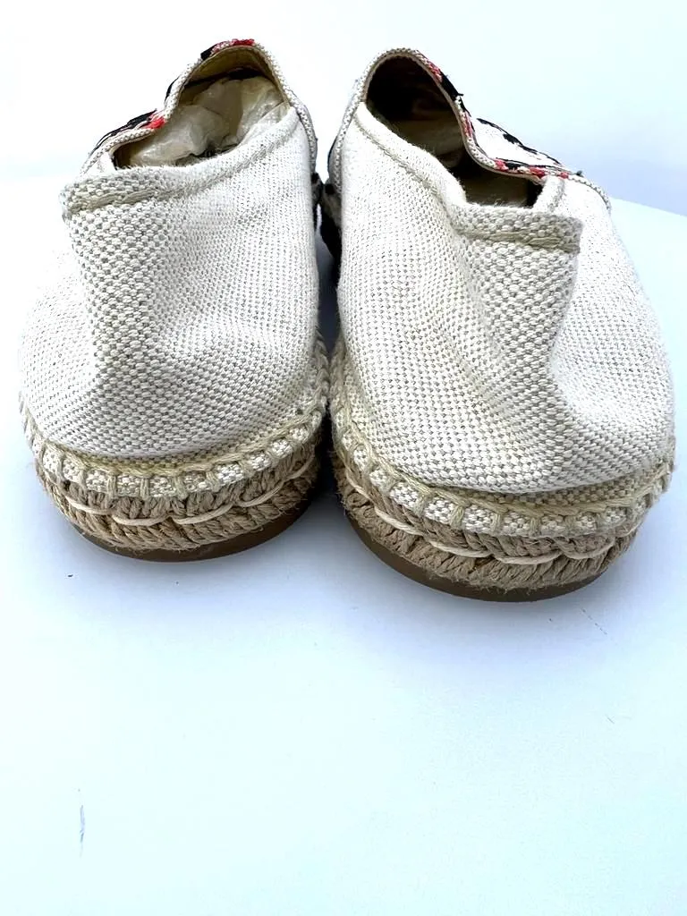 PRADA EMBROIDERED LOGO CANVAS ESPADRILLS