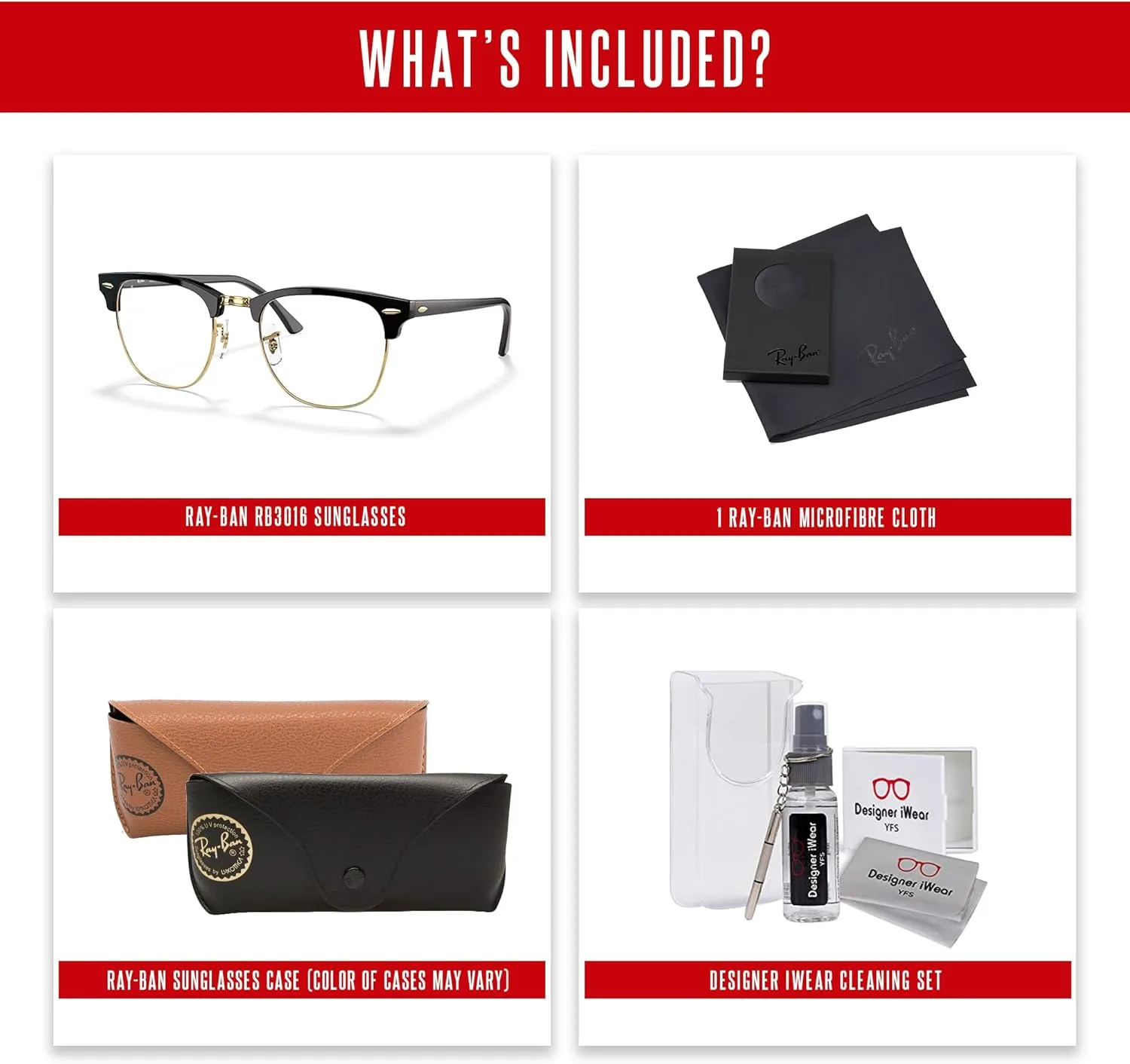 Ray-Ban RB3016 CLUBMASTER Sunglasses For Men For Women   BUNDLE with Designer iWear Eyewear Care Kit
