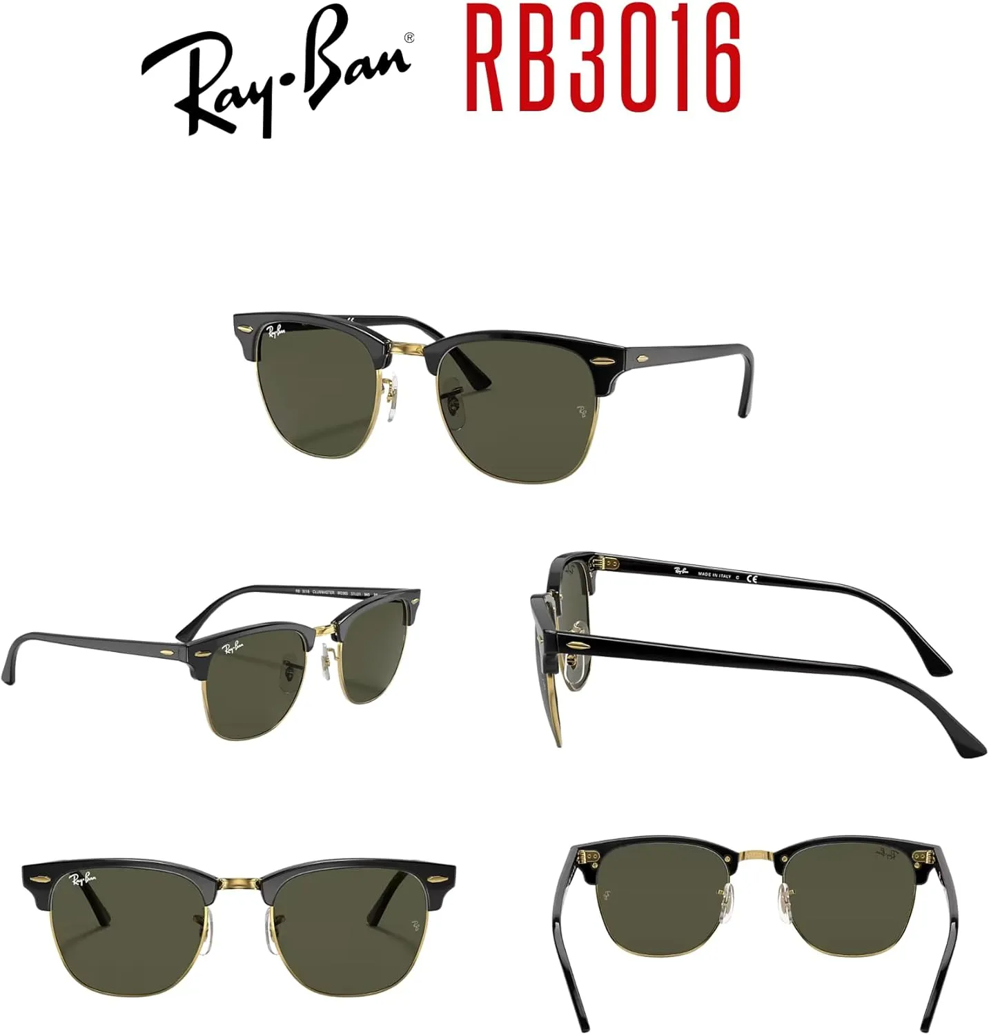 Ray-Ban RB3016 CLUBMASTER Sunglasses For Men For Women   BUNDLE with Designer iWear Eyewear Care Kit