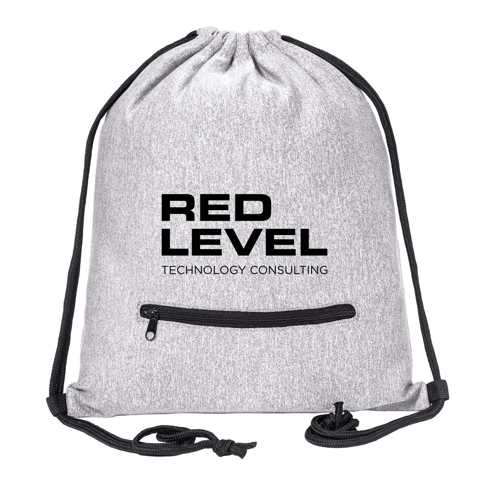 Red Level Drawstring Bag w/ Zipper Pocket Printed