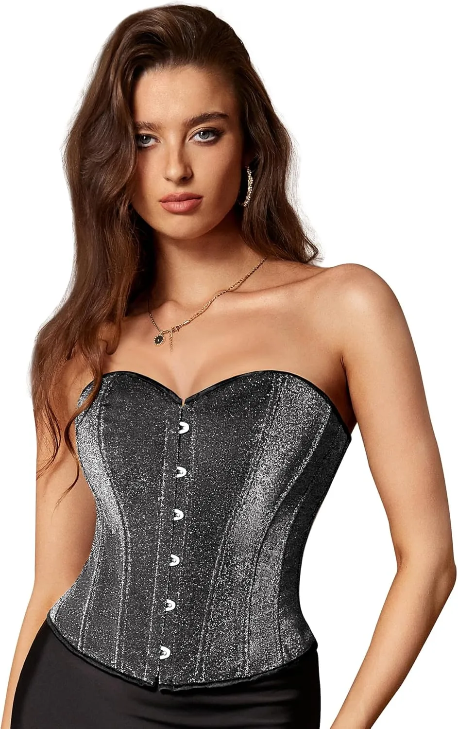 Scarlet Darkness Corset Tops for Women Sequin Boned Strapless Renaissance Corset for Party