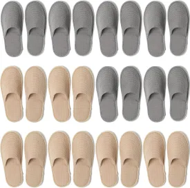 SPA Guest Slippers, 6/12 Pairs Reusable Washable Unisex Spa Slippers for Hotel Bedroom Wedding Party Travel