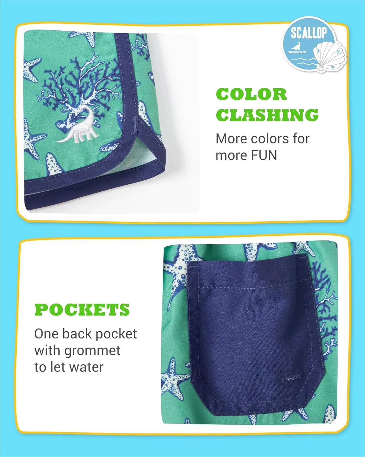 SURF CUZ Boys Swim Trunks Retro Toddler Boy Swimsuit Shorts Quick Dry Swimming Trunks Bathing Suit