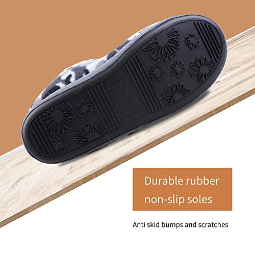 Women's Comfort Warm Faux Fleece Fuzzy Ankle Bootie Slippers Plush Lining Slip-on House Shoes Anti-Slip Sole Indoor/Outdoor