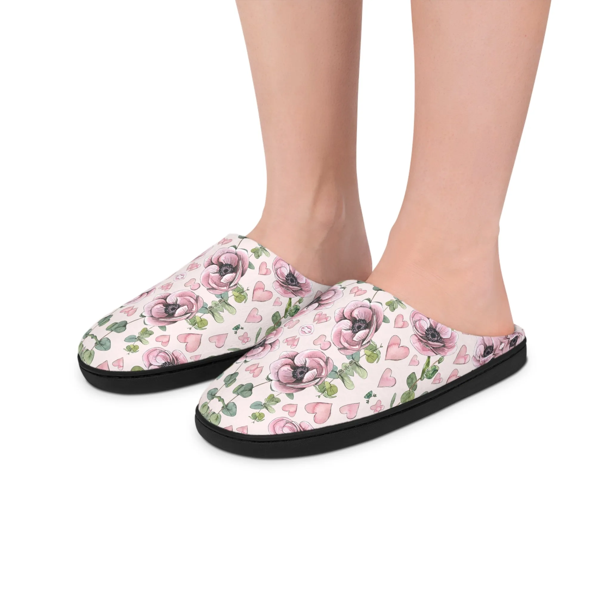 Women's Indoor Slippers - Pink Valentines Botanicals Collection (Kaleidoscope)